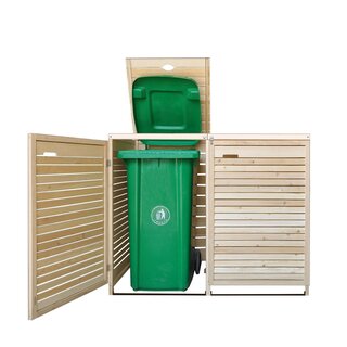 Mülltonnenverkleidung aus Holz bis 240L mit Rückwand in natur 2 Tonnen Adria