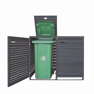 Mülltonnenbox aus Holz in anthrazit für 2 kleine Tonnen bis 120 Liter LUKADRIA