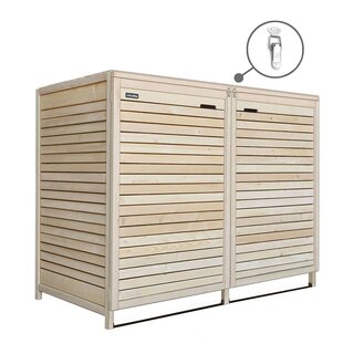 M�lltonnenbox M�lltonnenverkleidung f�r 2 Tonnen bis 240L in natur  ROMA