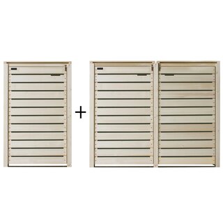 Mlltonnenbox Mlltonnenverkleidung in Natur Holz 240L Modell Heide 3 Tonnen