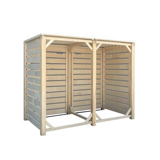 Mlltonnenbox Mlltonnenverkleidung in Natur Holz 240L Modell Heide 3 Tonnen