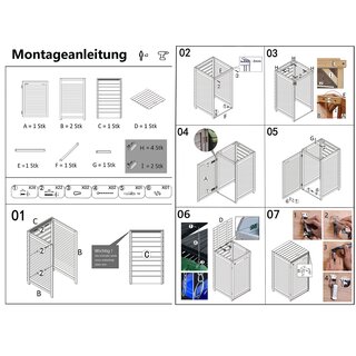 Mlltonnenverkleidung aus Holz in anthrazit fr 1 Tonne bis 240 Liter ADRIA24 (B) B-Ware