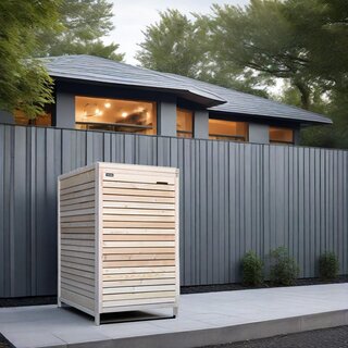 Mlltonnenverkleidung aus Holz in Natur  fr 1 Tonne bis 240 Liter ADRIA22 (B) B-Ware