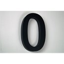 3D-Hausnummer 0 Edelstahl V2A H20cm schwarz Arial  inkl....