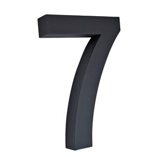 3D-Hausnummer 7 Edelstahl V2A H20cm schwarz Arial  inkl. Versand