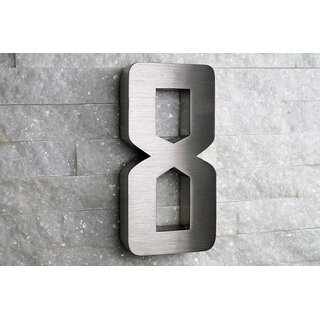 3D-Hausnummer 8 Edelstahl V2A H20cm New-Design B-Ware  inkl. Versand